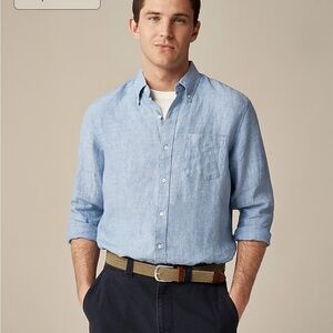 Men's J Crew Slim Flex Washed Light Blue Button-Down Shirt, M
